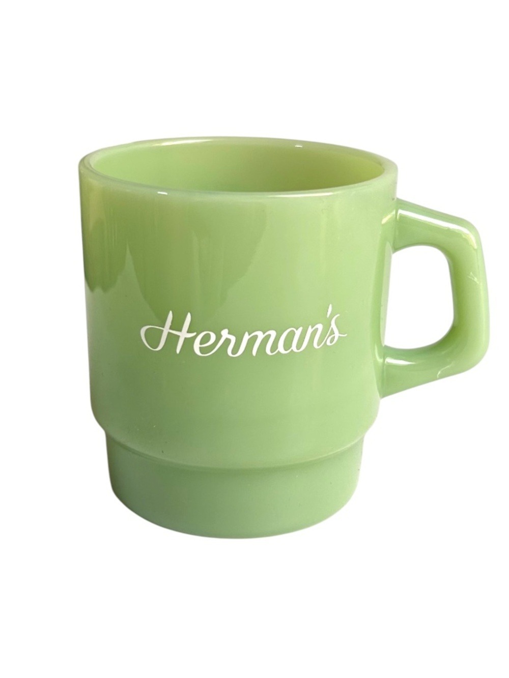 Jade Green Milk Glass Mug from Herman's Coffee Shop NWOT